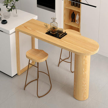 55" Modern Pine Wood  Long Bar Height Dinning Table Kitchen Bar Table